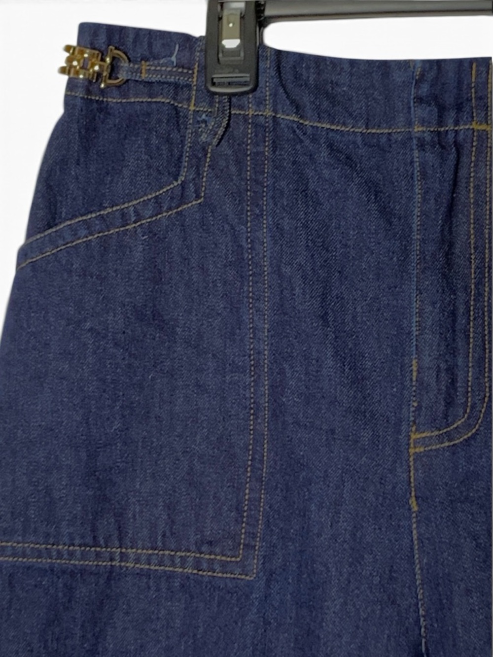 Free Market Jeans Womens M Dark Wash Super Wide Leg High Rise Gold Chain Denim - Picture 5 of 15